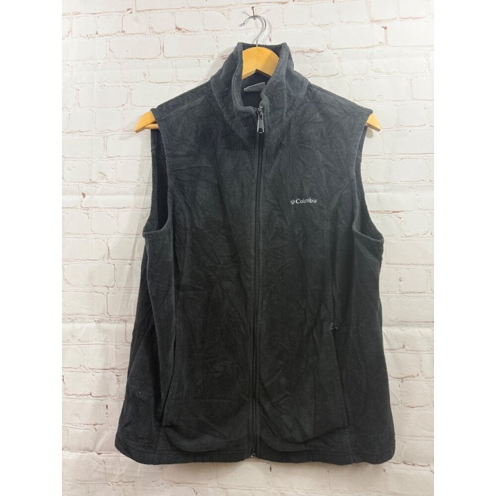 Columbia Fleece Vest Womens Size XL Black Full Front Zip Closure Pockets